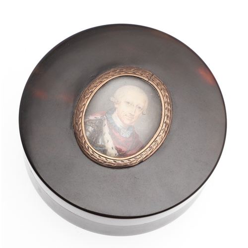 110 - CONTINENTAL SCHOOL LATE 18TH C. Miniature portrait of King Frederick 1 of Prussia wearing armour and... 