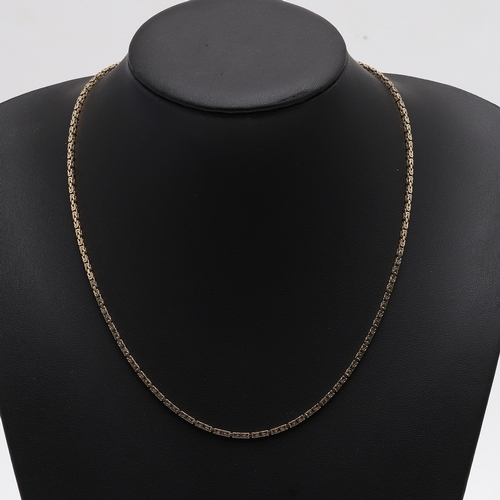 164 - A 14CT GOLD FANCY LINK NECKLACE. 49.5cm long, 13.6 grams.