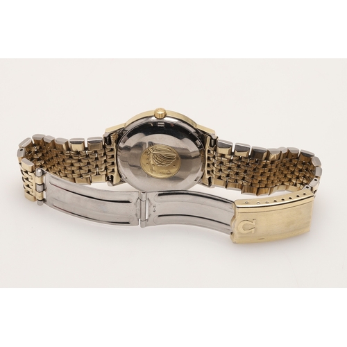 181 - A GENTLEMAN'S STAINLESS STEEL AND GOLD PLATED AUTOMATIC CONSTELLATION WRISTWATCH BY OMEGA. the signe... 