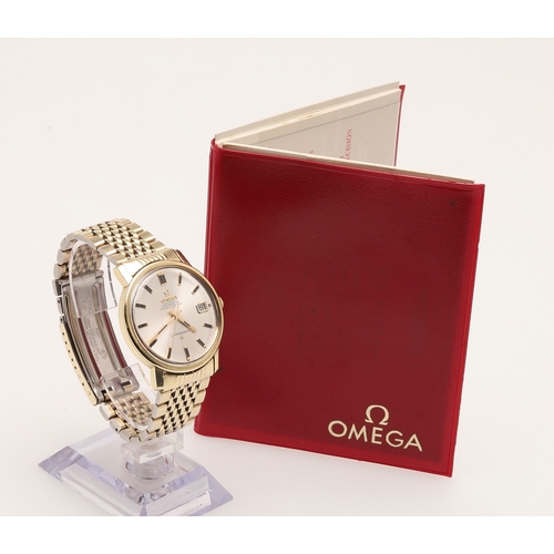 181 - A GENTLEMAN'S STAINLESS STEEL AND GOLD PLATED AUTOMATIC CONSTELLATION WRISTWATCH BY OMEGA. the signe... 