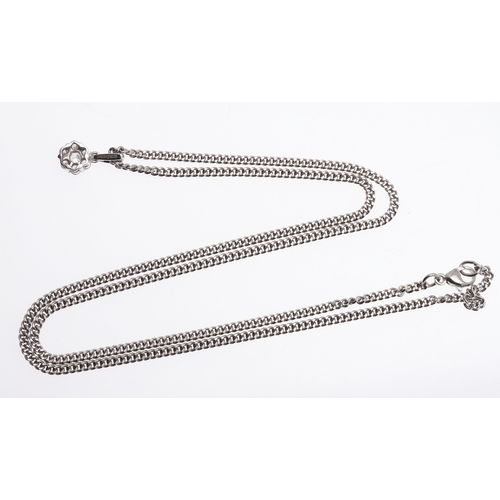 266 - A DIAMOND CLUSTER PENDANT. mounted with seven circular-cut diamonds, in 18ct white gold, on an 18ct ... 