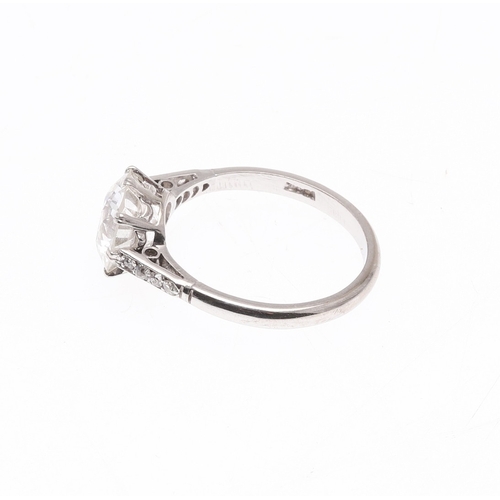 319 - A DIAMOND SOLITAIRE RING. the circular old-cut diamonds weighs approximately 2.70 carats and is set ... 