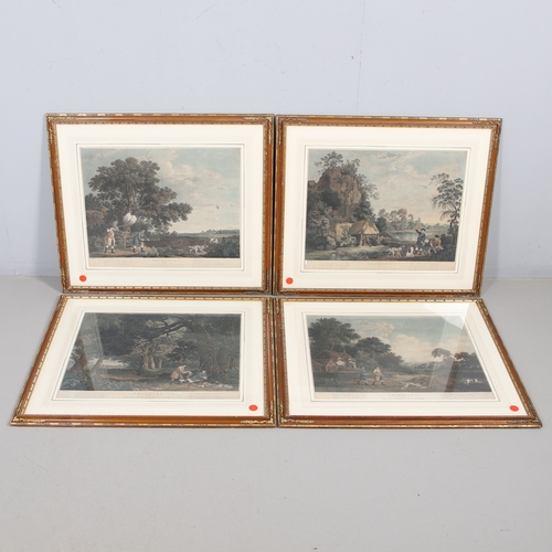 329 - WILLIAM WOOLLETT AFTER GEORGE STUBBS ARA (1724-1806). 'SHOOTING'. Plates 1, 2, 3 & 4, hand coloured ... 