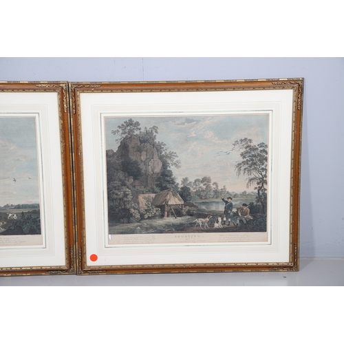 329 - WILLIAM WOOLLETT AFTER GEORGE STUBBS ARA (1724-1806). 'SHOOTING'. Plates 1, 2, 3 & 4, hand coloured ... 