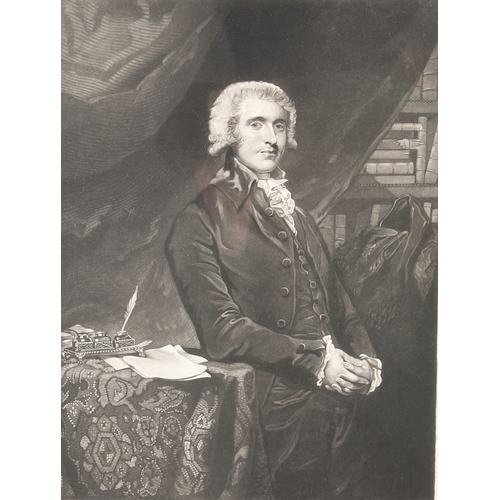 333 - JOHN JONES AFTER SIR JOSHUA REYNOLDS (1723-1792). 'THE HONOURABLE THOMAS ERSKINE'. Inscribed and pub... 