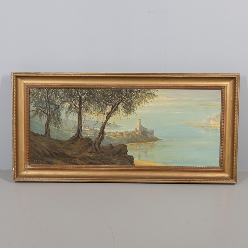 351 - GUSTAVE MAINCENT (1848-1897). ADRIATIC COASTAL SCENE, PROBABLY NORTH ITALY. Signed lower left, oil o... 