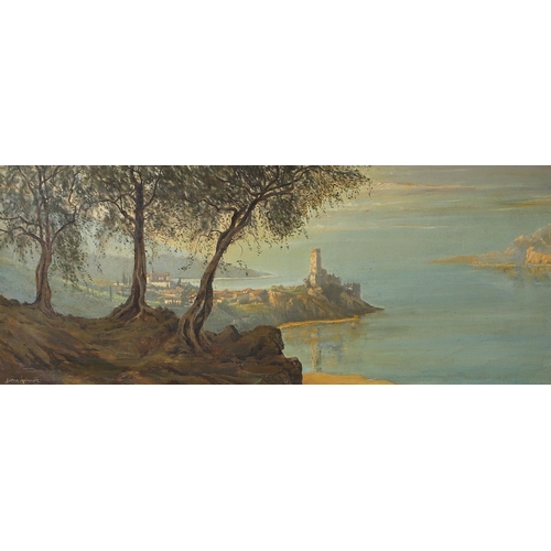 351 - GUSTAVE MAINCENT (1848-1897). ADRIATIC COASTAL SCENE, PROBABLY NORTH ITALY. Signed lower left, oil o... 