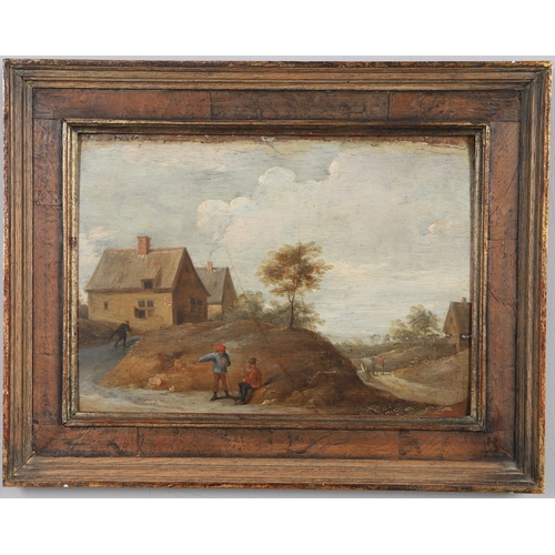 357 - CIRCLE OF DAVID TENIERS THE YOUNGER (1619-1690). COUNTRY LANDSCAPE WITH FIGURES CONVERSING. Country ... 