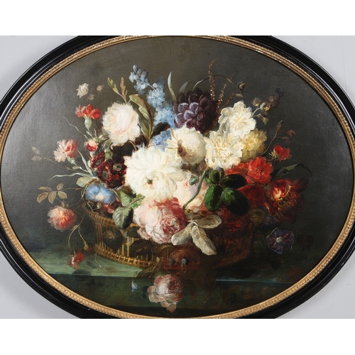360 - FOLLOWER OF JEAN BAPTISTE ROBIE (1821-1910). STILL LIFE OF MIXED FLOWERS AND A COMPANION PAINTING. S... 