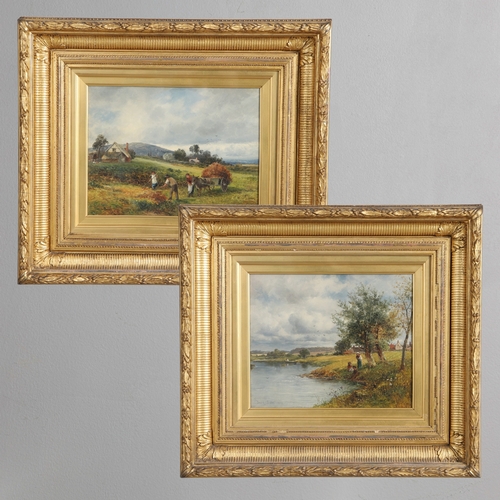 363 - DAVID BATES (1840-1921). ON THE AVON; FERN GATHERING ON WELLAND COMMON, NEAR MALVERN. a pair, both s... 