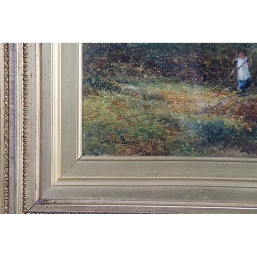 363 - DAVID BATES (1840-1921). ON THE AVON; FERN GATHERING ON WELLAND COMMON, NEAR MALVERN. a pair, both s... 