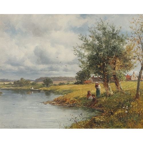 363 - DAVID BATES (1840-1921). ON THE AVON; FERN GATHERING ON WELLAND COMMON, NEAR MALVERN. a pair, both s... 