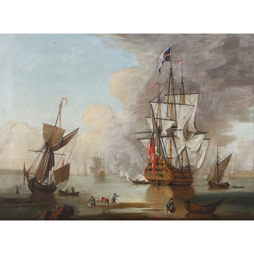 387 - SCHOOL OF PETER MONAMY (1681-1749). 'ARRIVAL OF GEORGE II IN ENGLAND AFTER A VISIT TO HANOVER'. Oil ... 