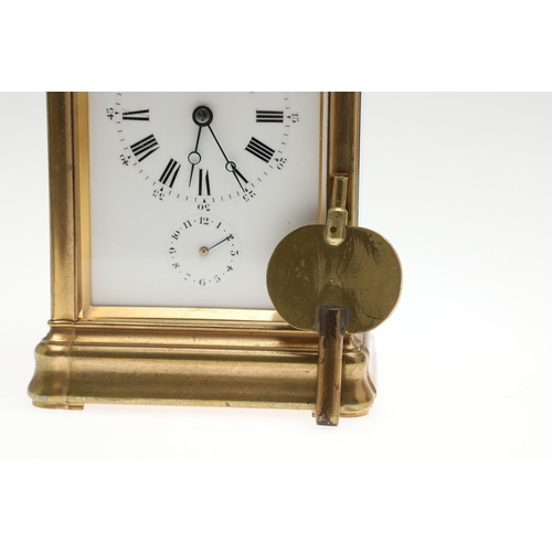 394 - A LATE 19TH CENTURY FRENCH PETITE SONNERIE CARRIAGE CLOCK. the gorge case with repeater button and b... 