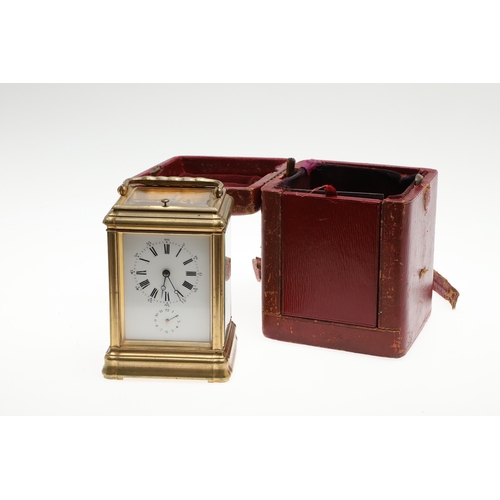 394 - A LATE 19TH CENTURY FRENCH PETITE SONNERIE CARRIAGE CLOCK. the gorge case with repeater button and b... 