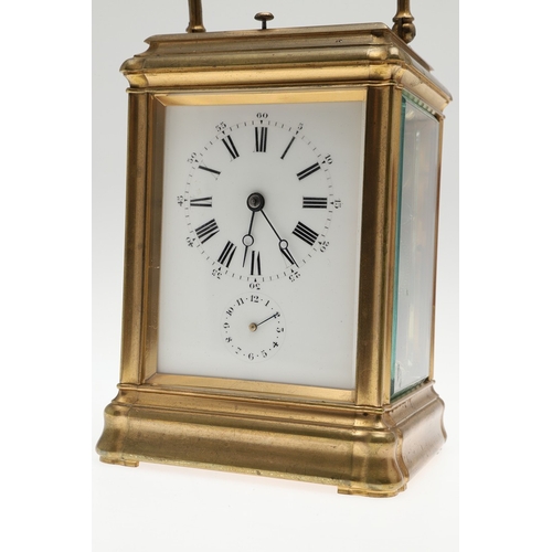 394 - A LATE 19TH CENTURY FRENCH PETITE SONNERIE CARRIAGE CLOCK. the gorge case with repeater button and b... 