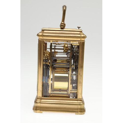 394 - A LATE 19TH CENTURY FRENCH PETITE SONNERIE CARRIAGE CLOCK. the gorge case with repeater button and b... 