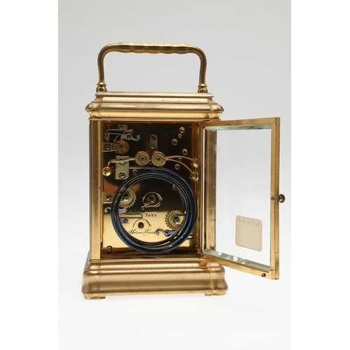 394 - A LATE 19TH CENTURY FRENCH PETITE SONNERIE CARRIAGE CLOCK. the gorge case with repeater button and b... 