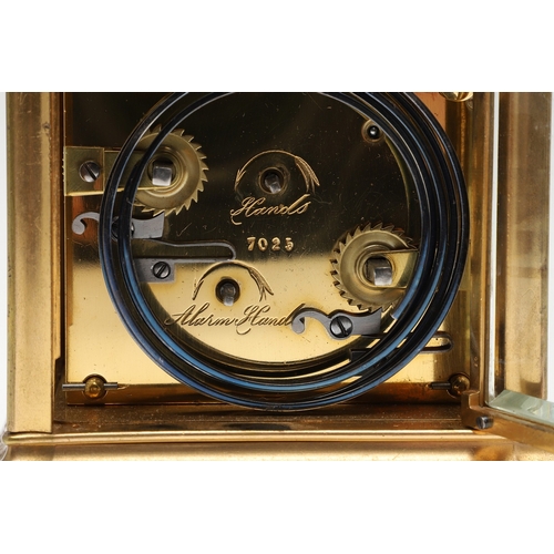 394 - A LATE 19TH CENTURY FRENCH PETITE SONNERIE CARRIAGE CLOCK. the gorge case with repeater button and b... 