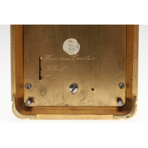 394 - A LATE 19TH CENTURY FRENCH PETITE SONNERIE CARRIAGE CLOCK. the gorge case with repeater button and b... 