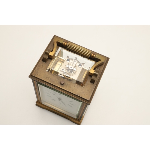 395 - A 19TH CENTURY FRENCH REPEATER CARRIAGE CLOCK. the enamel dial with Roman numerals, signed Reid & So... 