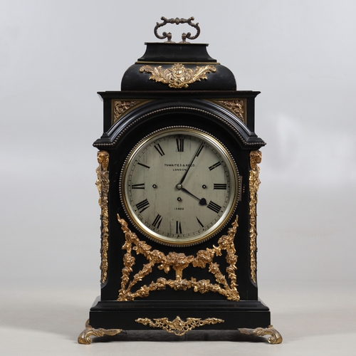 399 - A SUBSTANTIAL 19TH CENTURY EBONISED CHIMING TABLE CLOCK BY THWAITES & REED, LONDON. the 9 1/2