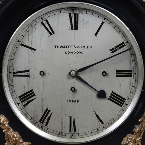 399 - A SUBSTANTIAL 19TH CENTURY EBONISED CHIMING TABLE CLOCK BY THWAITES & REED, LONDON. the 9 1/2