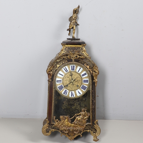 400 - A LOUIS XV STYLE BRASS INLAID TABLE CLOCK. the 9 1/2