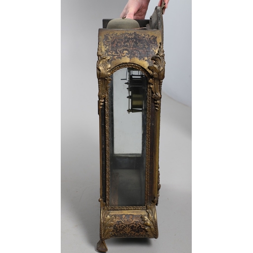400 - A LOUIS XV STYLE BRASS INLAID TABLE CLOCK. the 9 1/2