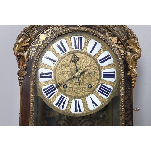 400 - A LOUIS XV STYLE BRASS INLAID TABLE CLOCK. the 9 1/2