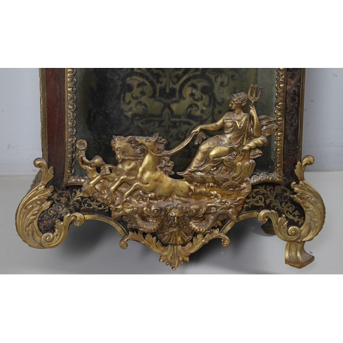 400 - A LOUIS XV STYLE BRASS INLAID TABLE CLOCK. the 9 1/2