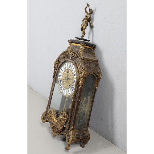 400 - A LOUIS XV STYLE BRASS INLAID TABLE CLOCK. the 9 1/2