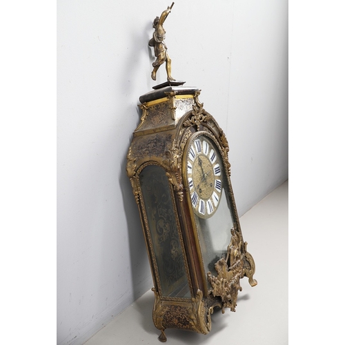 400 - A LOUIS XV STYLE BRASS INLAID TABLE CLOCK. the 9 1/2