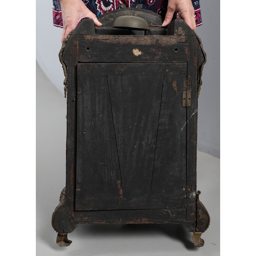 400 - A LOUIS XV STYLE BRASS INLAID TABLE CLOCK. the 9 1/2