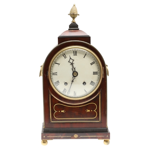 402 - A LATE REGENCY BRASS INLAID MAHOGANY BRACKET CLOCK. the 6