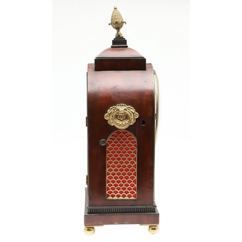 402 - A LATE REGENCY BRASS INLAID MAHOGANY BRACKET CLOCK. the 6