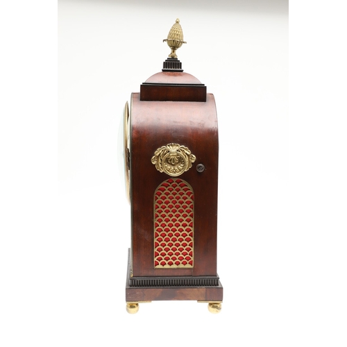 402 - A LATE REGENCY BRASS INLAID MAHOGANY BRACKET CLOCK. the 6