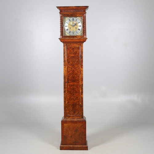 405 - A LATE 17TH/EARLY 18TH CENTURY WALNUT LONGCASE CLOCK BY JOHN CLOWES. the 11