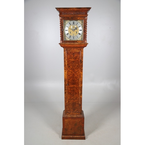 405 - A LATE 17TH/EARLY 18TH CENTURY WALNUT LONGCASE CLOCK BY JOHN CLOWES. the 11