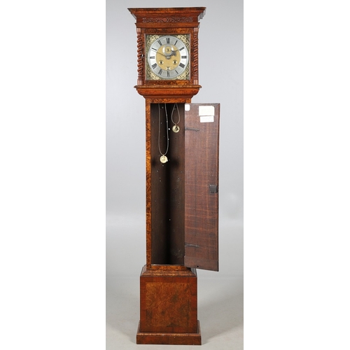 405 - A LATE 17TH/EARLY 18TH CENTURY WALNUT LONGCASE CLOCK BY JOHN CLOWES. the 11