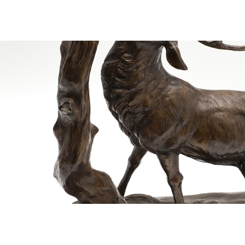 419 - AFTER PIERRE JULES MENE, EARLY 20TH CENTURY PATINATED BRONZE OF A STAG. modelled to a naturalistic b... 