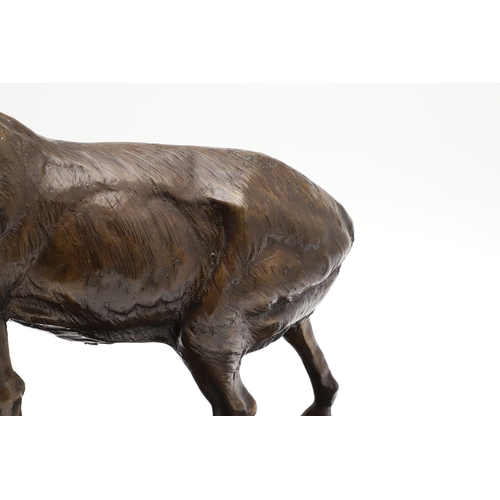 419 - AFTER PIERRE JULES MENE, EARLY 20TH CENTURY PATINATED BRONZE OF A STAG. modelled to a naturalistic b... 