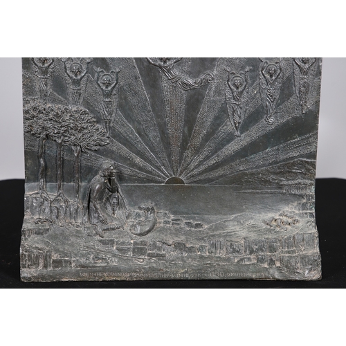 421 - A LARGE EARLY 20TH CENTURY BRONZE RELIGIOUS PLAQUE, CIRCA 1920. illustrating the joyful celebration ... 