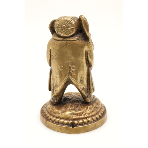 426 - A 19TH CENTURY NOVELTY BRASS BAR TOP GAS LIGHTER. depicting an elephant in Gentleman's attire of a w... 