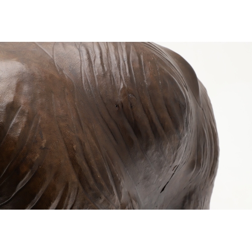 446 - A LARGE LEATHER COVERED ELEPHANT, IN THE STYLE OF OMERSA FOR LIBERTY. with moveable soft leather ear... 