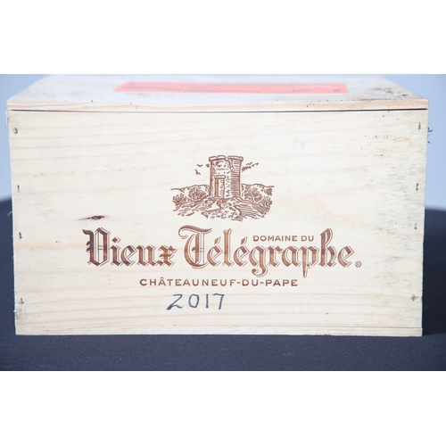 452 - VIEUX TELEGRAPHE - CHATEAUNEUF-DU-PAPE 2017. Six bottles of Le Vieux Telegraphe Chateauneuf-du-Pape ... 