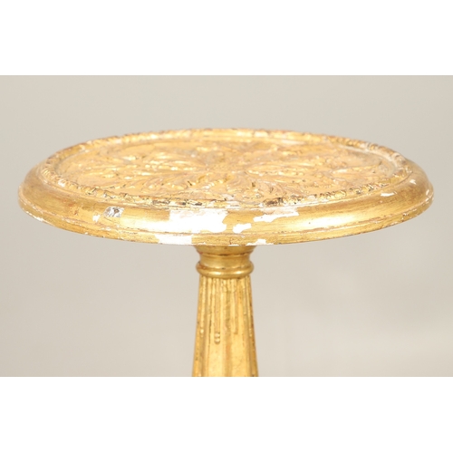 454 - A PAIR OF FRENCH CARVED GILTWOOD JARDINIERE STANDS. 19th century, each with carved and gesso foliate... 