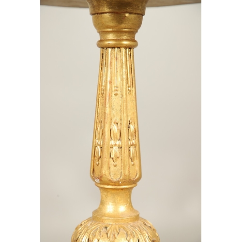 454 - A PAIR OF FRENCH CARVED GILTWOOD JARDINIERE STANDS. 19th century, each with carved and gesso foliate... 