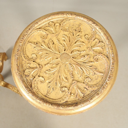 454 - A PAIR OF FRENCH CARVED GILTWOOD JARDINIERE STANDS. 19th century, each with carved and gesso foliate... 