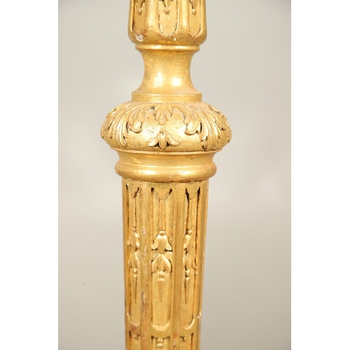 454 - A PAIR OF FRENCH CARVED GILTWOOD JARDINIERE STANDS. 19th century, each with carved and gesso foliate... 